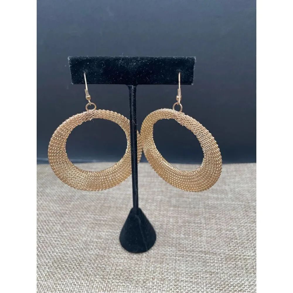 Erica Lyons Gold Mesh Dangle Earrings Lightweight JewelryβPierced Grandmacore